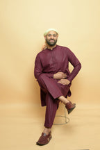 baraqah maroon color  summer kurta pajama for men