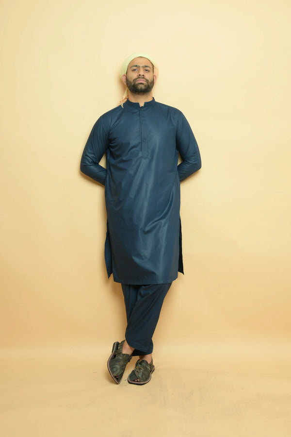 baraqah  dark blue color summer kurta pajama for men