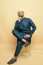 Steel Blue Kameez Shalwar