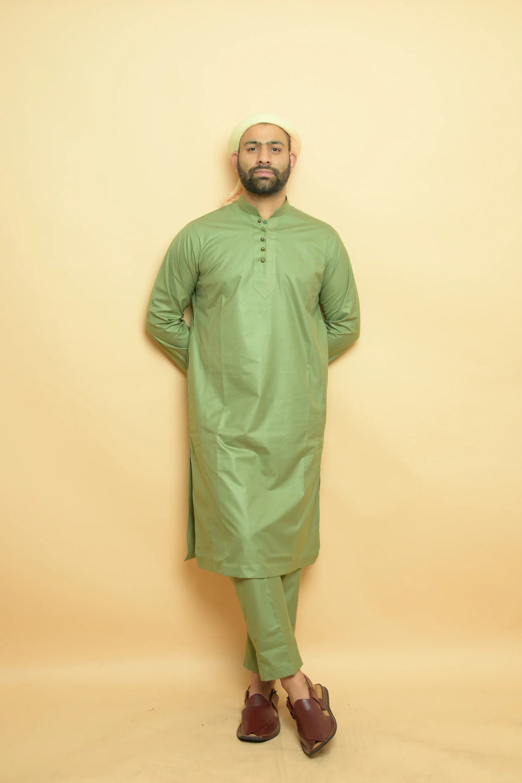 baraqah green color summer kurta pajama for men