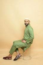 baraqah green color summer kurta pajama for men