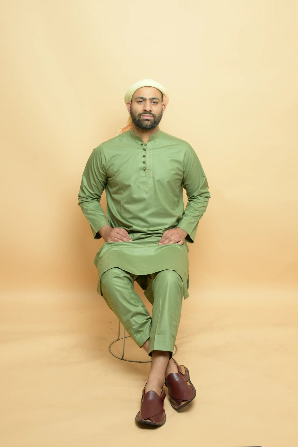 baraqah green color summer kurta pajama for men