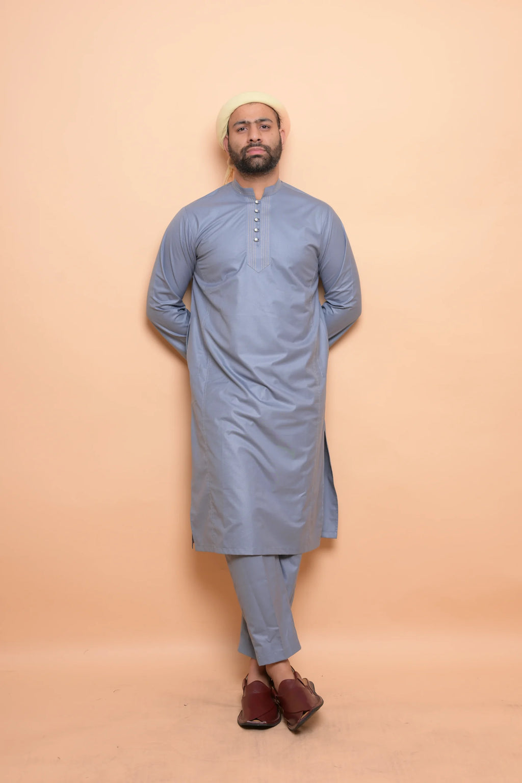 baraqah grey summer kurta pajama for men