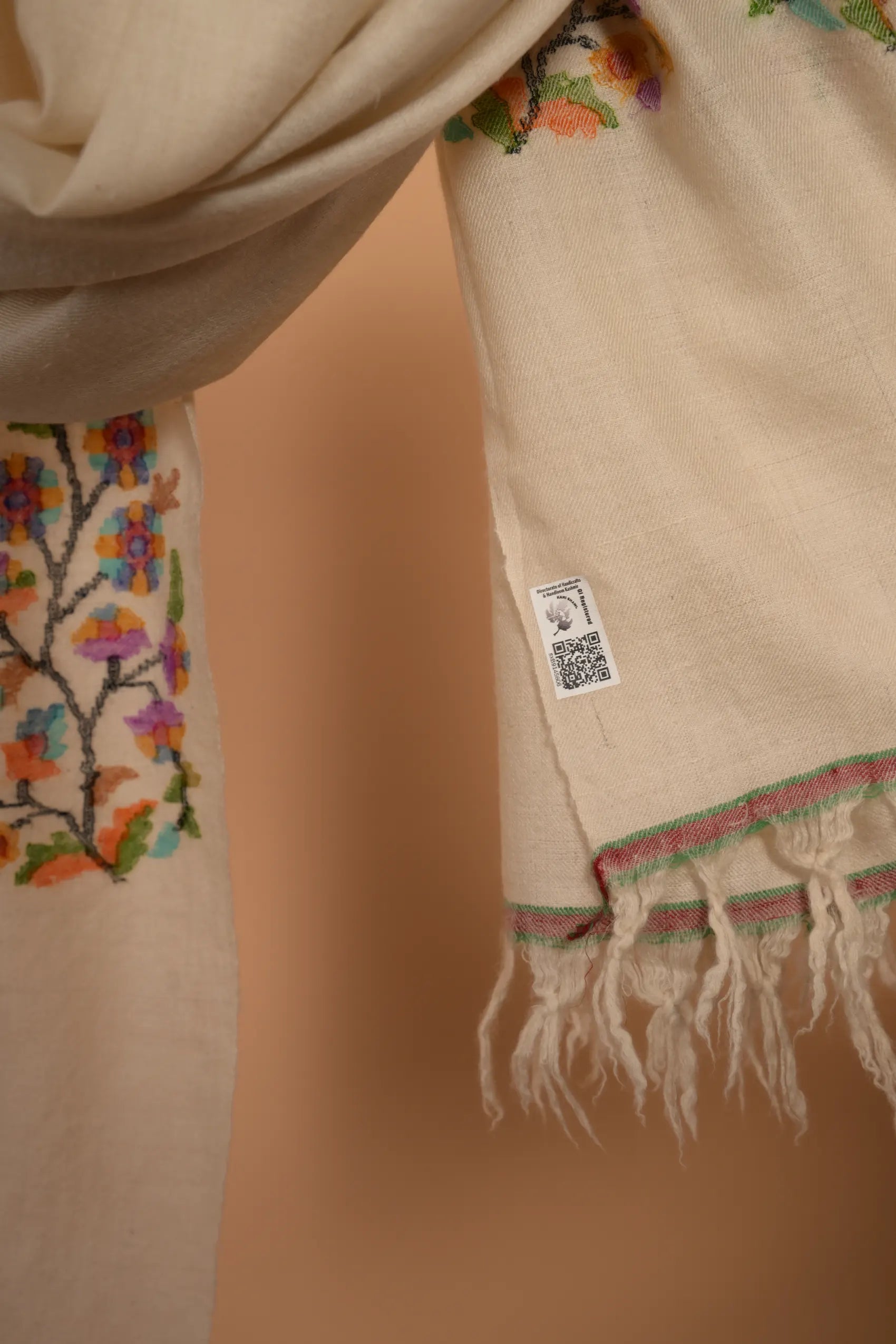 baraqah white pure pashmina female stole 