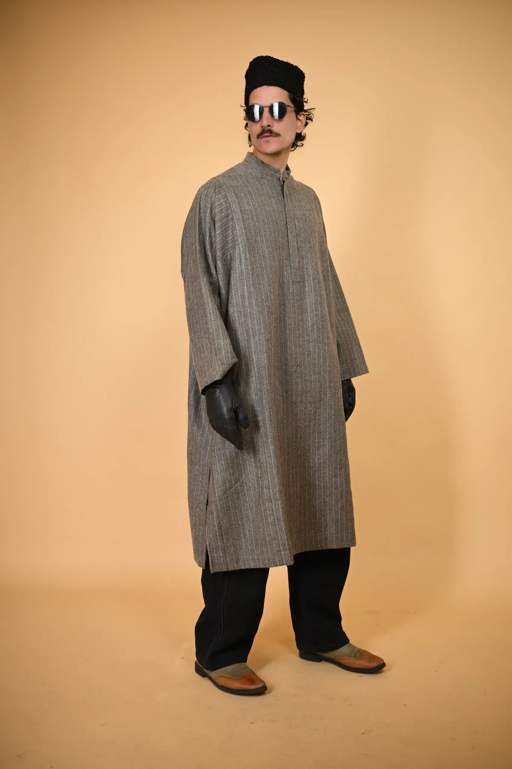 baraqah light green winter traditional pheran for men 