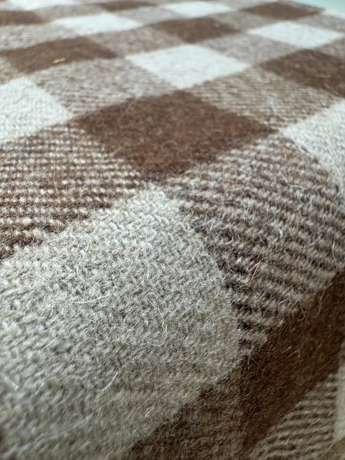 Brown Checkered Cashmere Merino Tweed