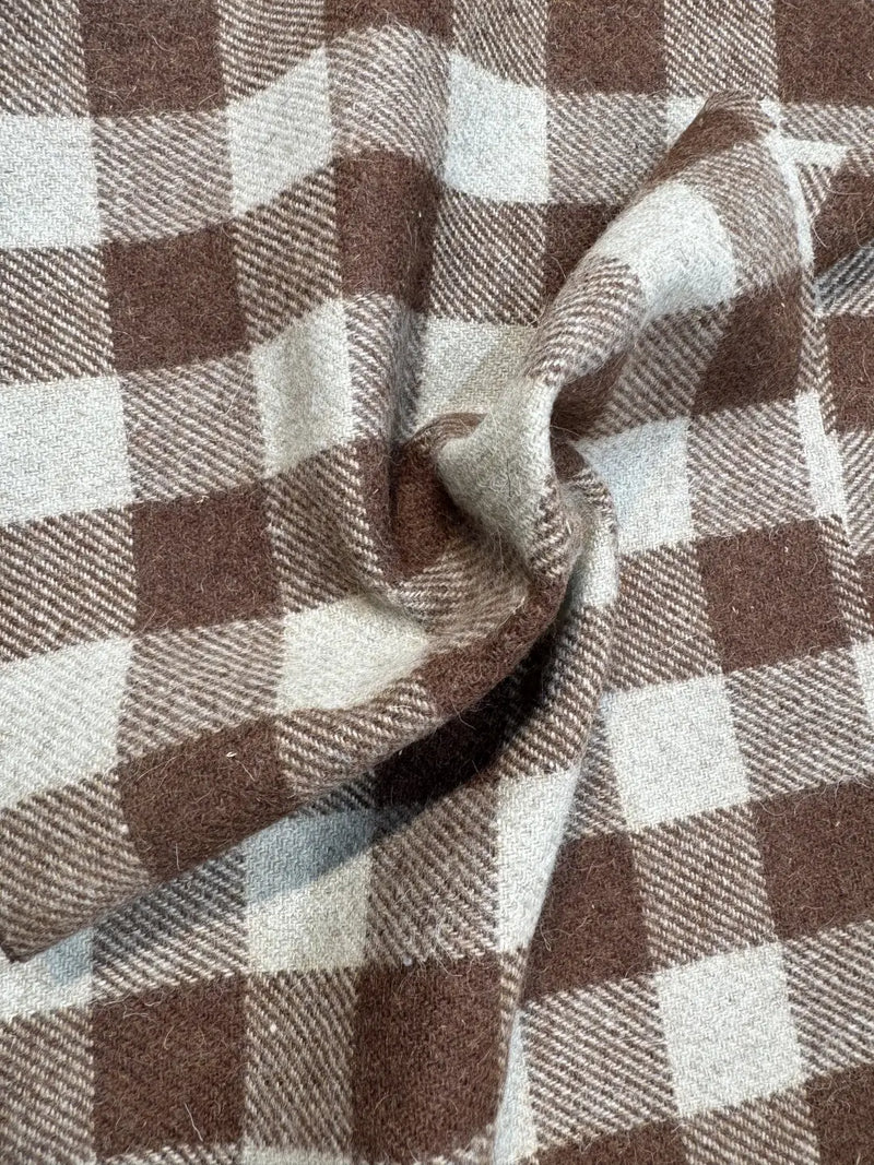 Baraqah Brown Checkered Cashmere Merino Tweed
