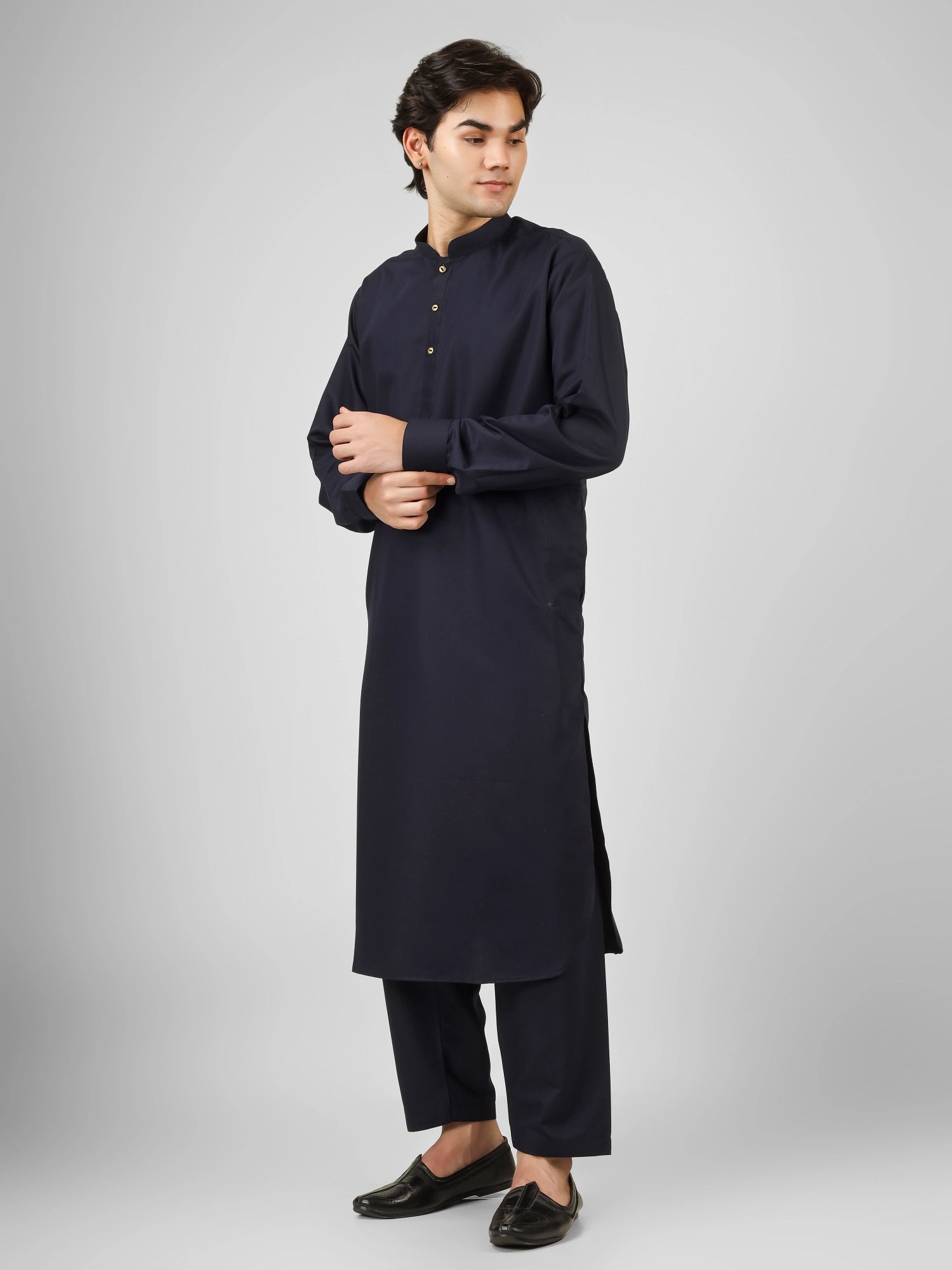 Rasheiq Navy Blue Kameez Shalwar
