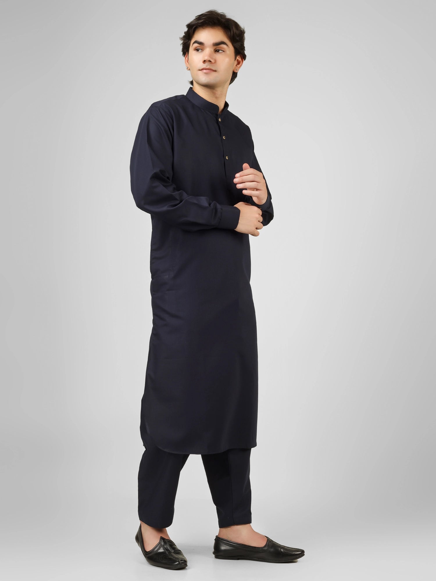 Rasheiq Navy Blue Kameez Shalwar