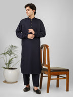 Rasheiq Navy Blue Kameez Shalwar