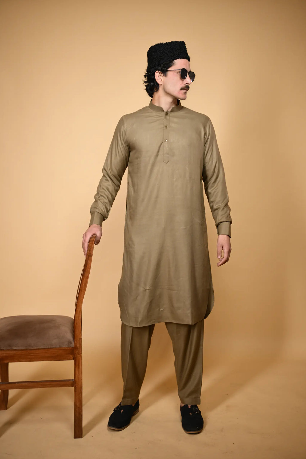 baraqah rakheem olive kameez shalwaar for men 