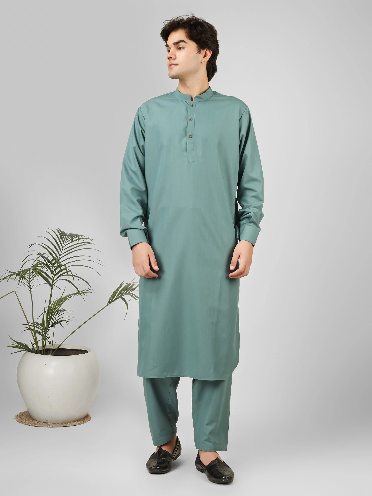Rasheiq Aquamarine Kameez Shalwar
