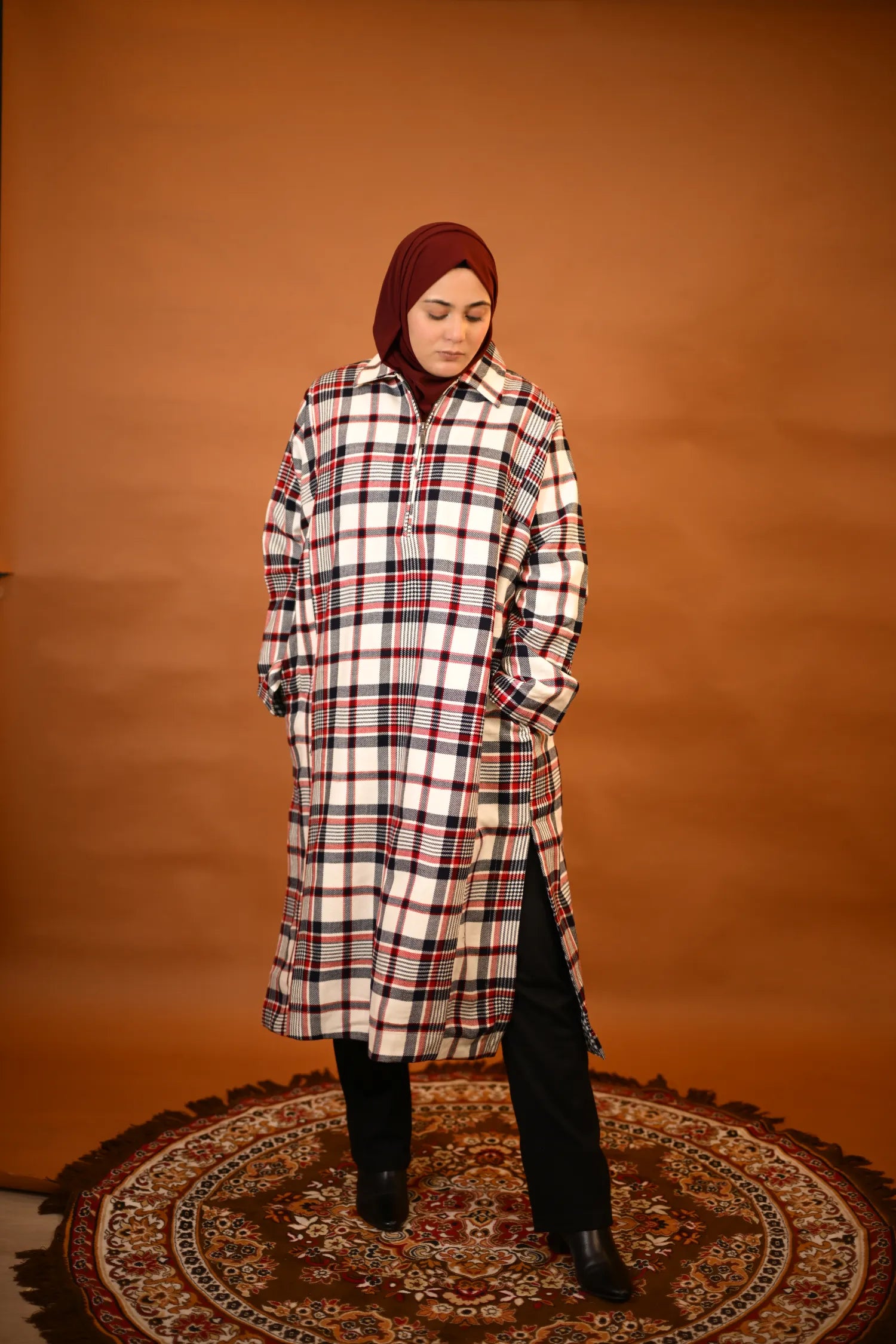 Red Checkered Traditional kashmiri  Pheran