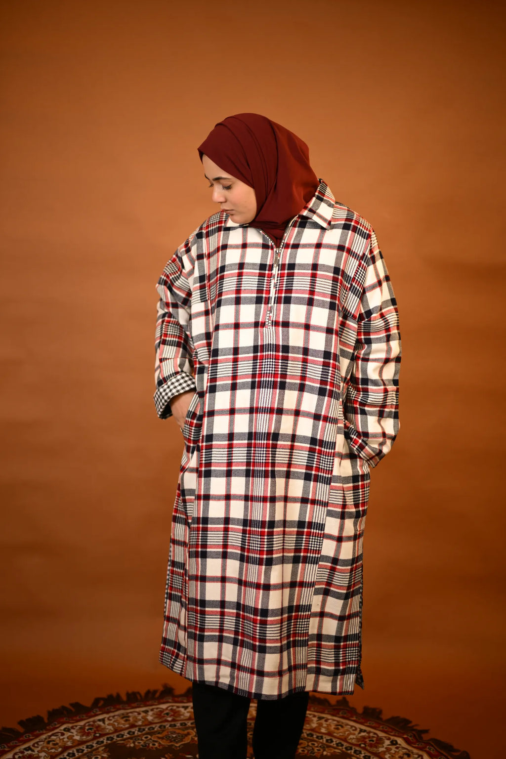 Red Checkered Traditional kashmiri  Pheran