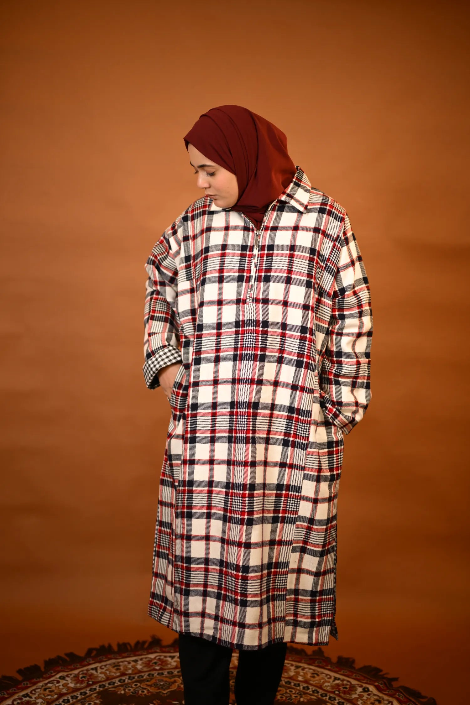 Red Checkered Traditional kashmiri  Pheran