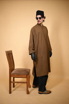baraqah winter traditional rust lined  pheran for men 