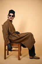 baraqah winter traditional rust lined  pheran for men 