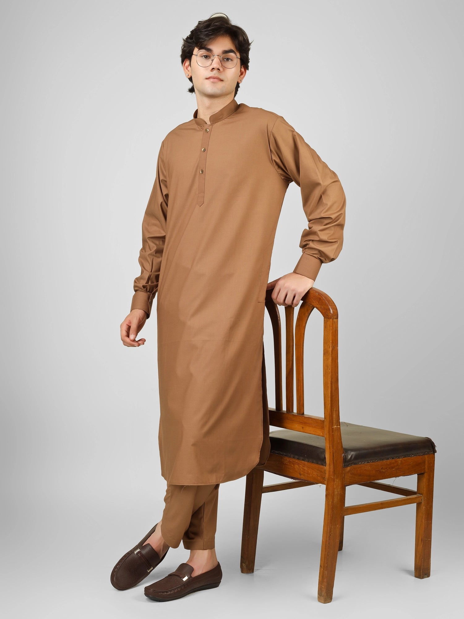 Rasheiq Savannah Brown Kameez Shalwar