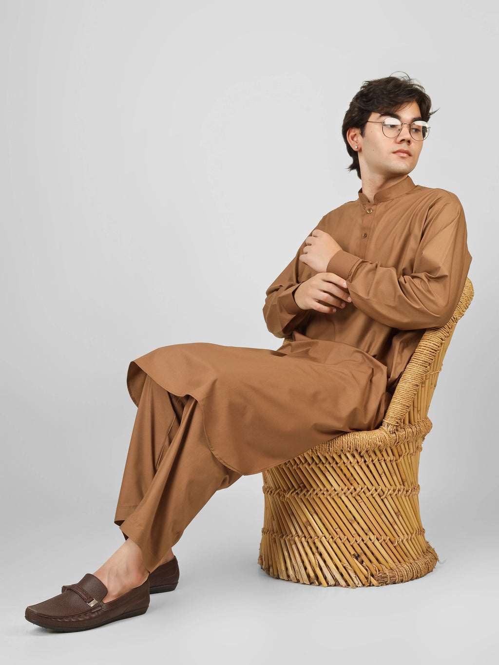 Rasheiq Savannah Brown Kameez Shalwar