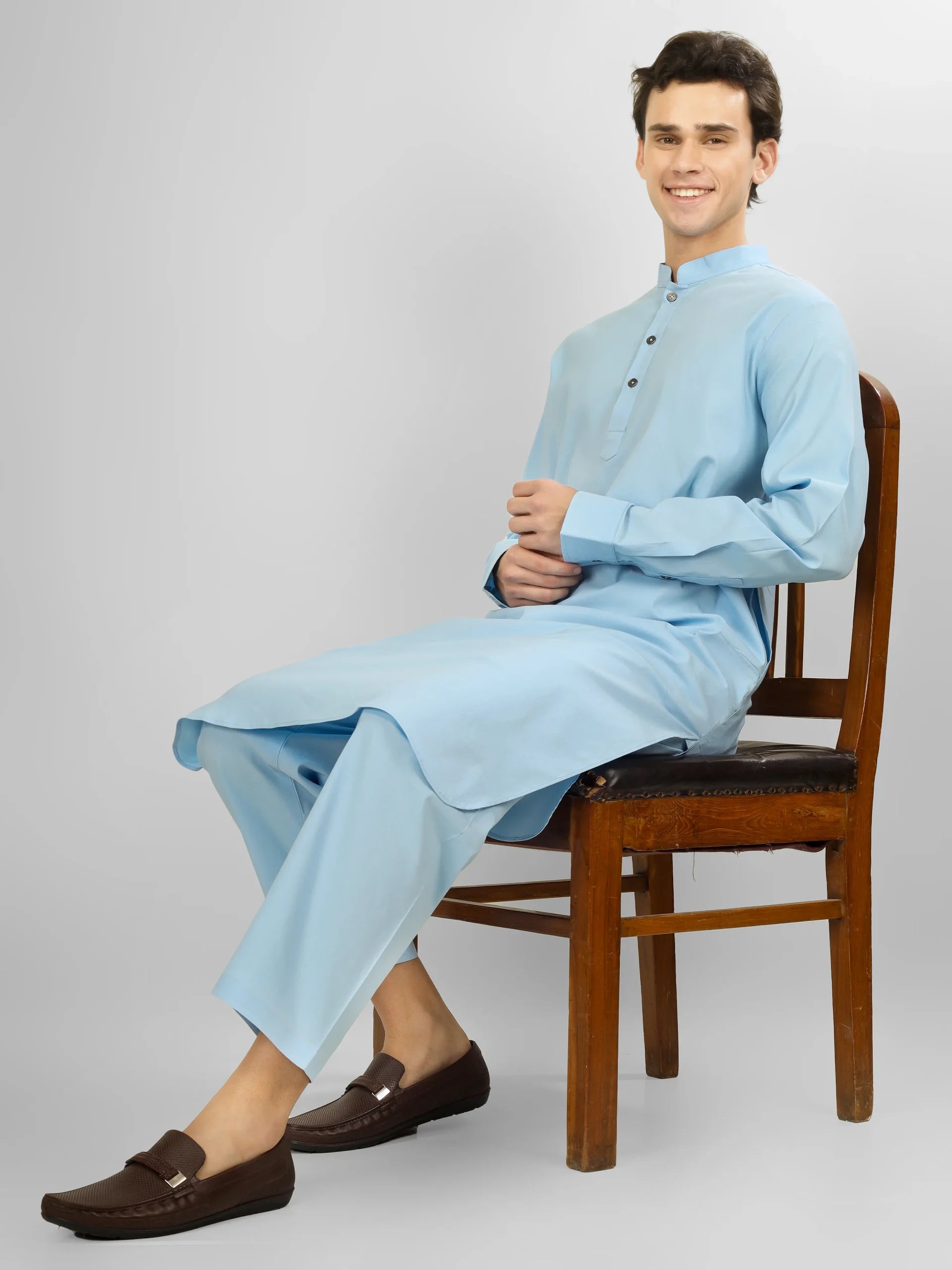Elara Sky Blue Lycra Cotton Kameez Shalwar