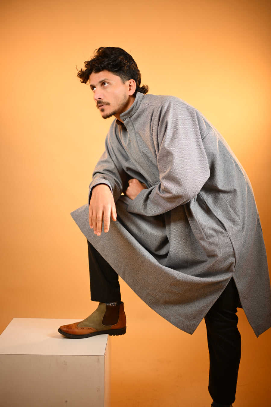 Steel Grey Dotted Pheran