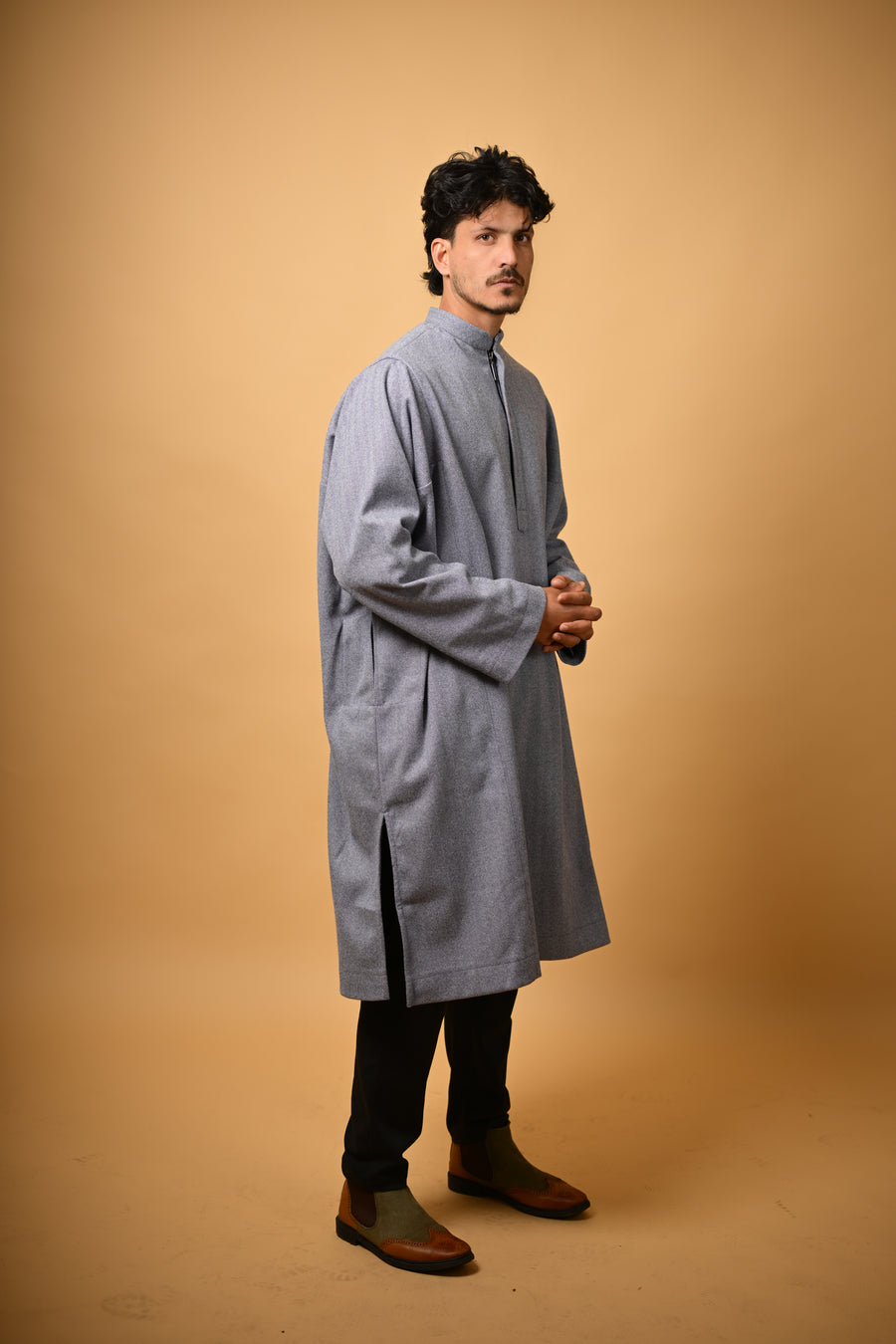 Steel Grey Herringbone Pheran