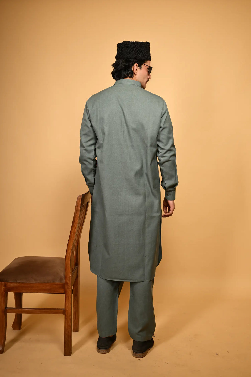 baraqah Teal Green Winter Kurta Pajama for men 
