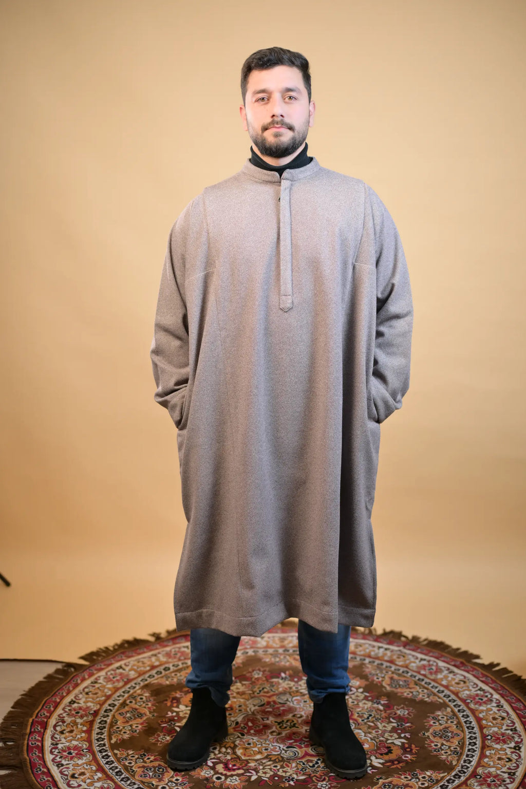 Light Brown Dotted Kashmiri Pheran