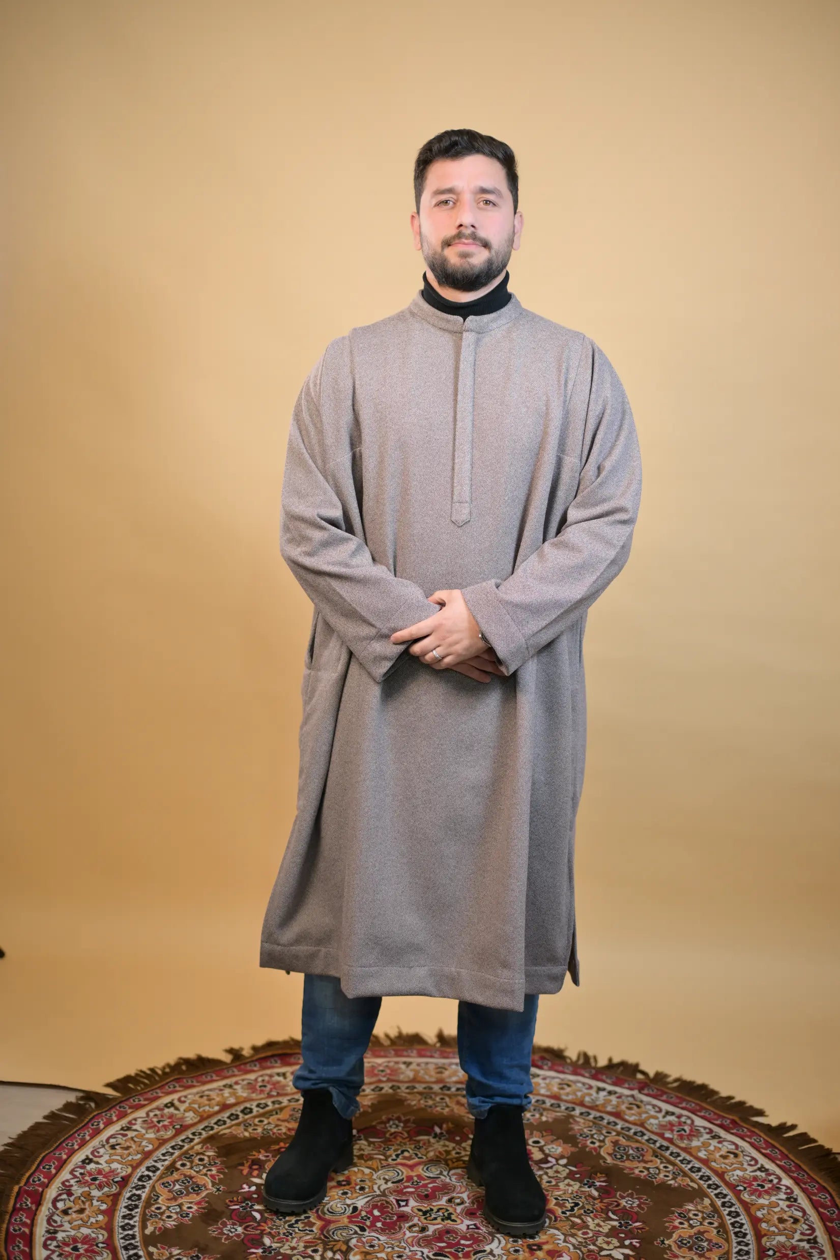 Light Brown Dotted Kashmiri Pheran