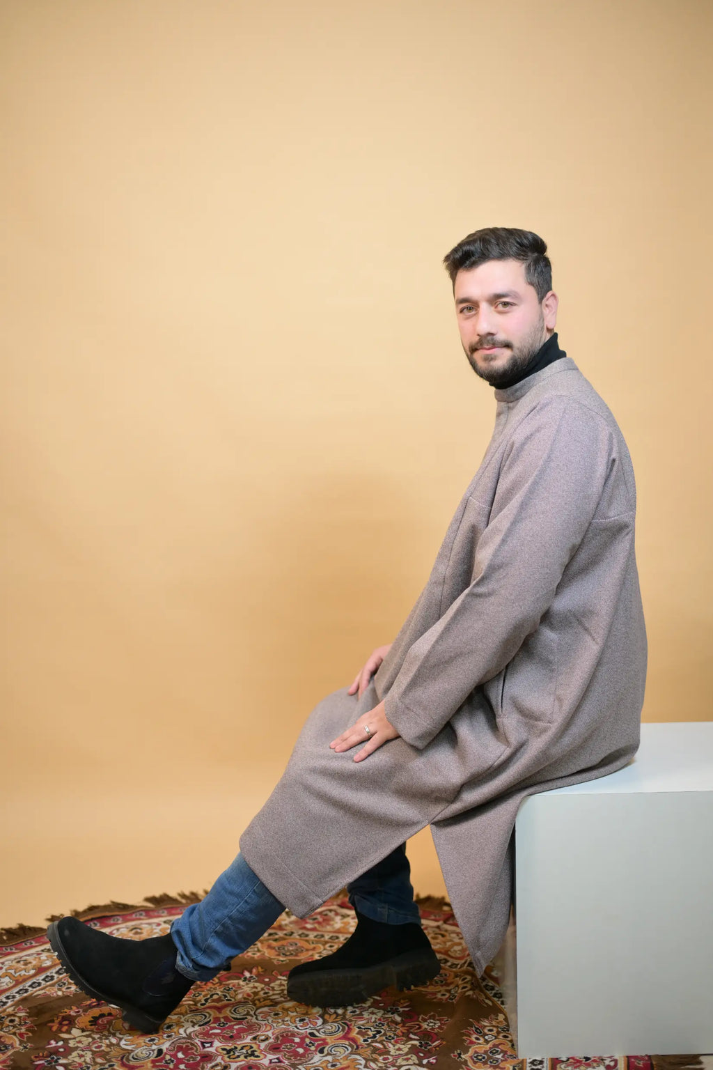 Light Brown Dotted Kashmiri Pheran