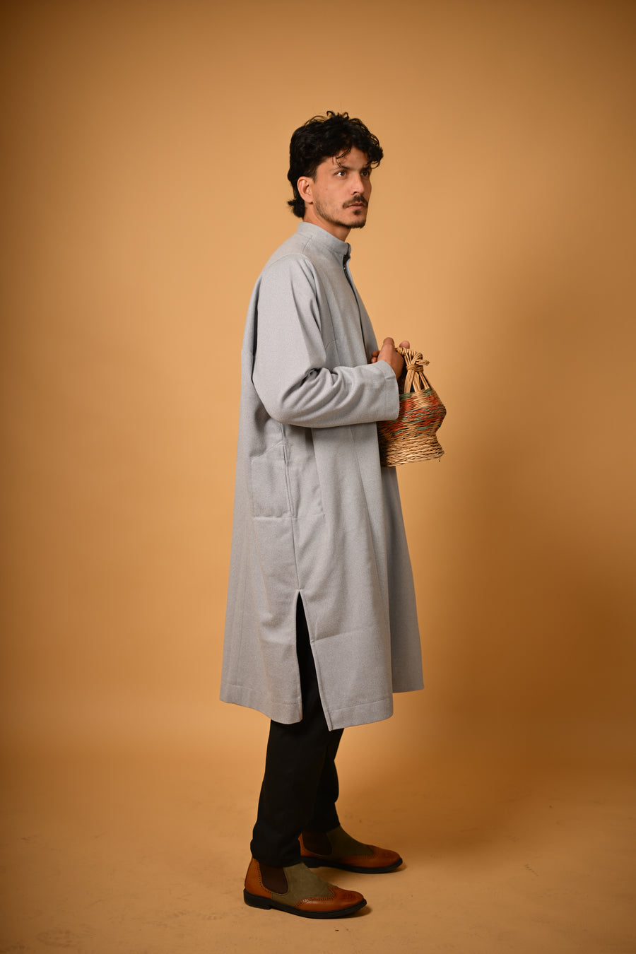 Whitish Grey Dotted Pheran