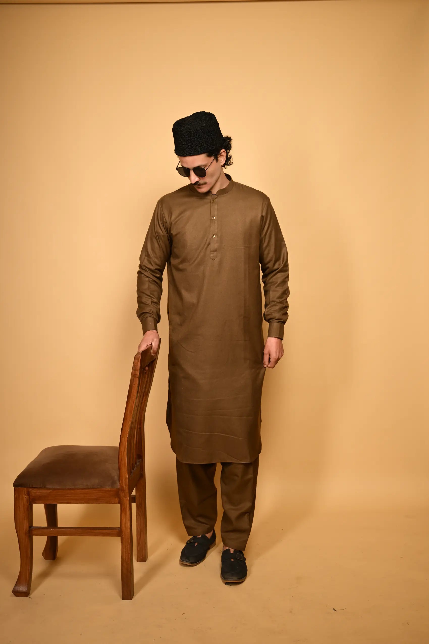 Pathan Wooden Kameez Shalwar