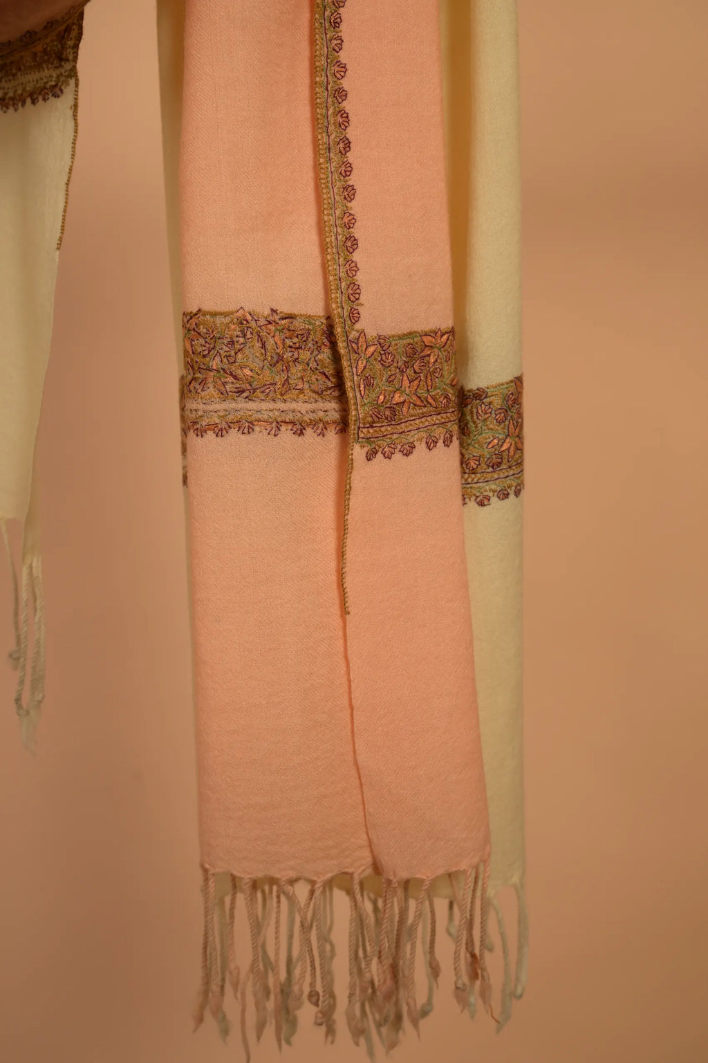 baraqah white printed pure pashmina female stole 