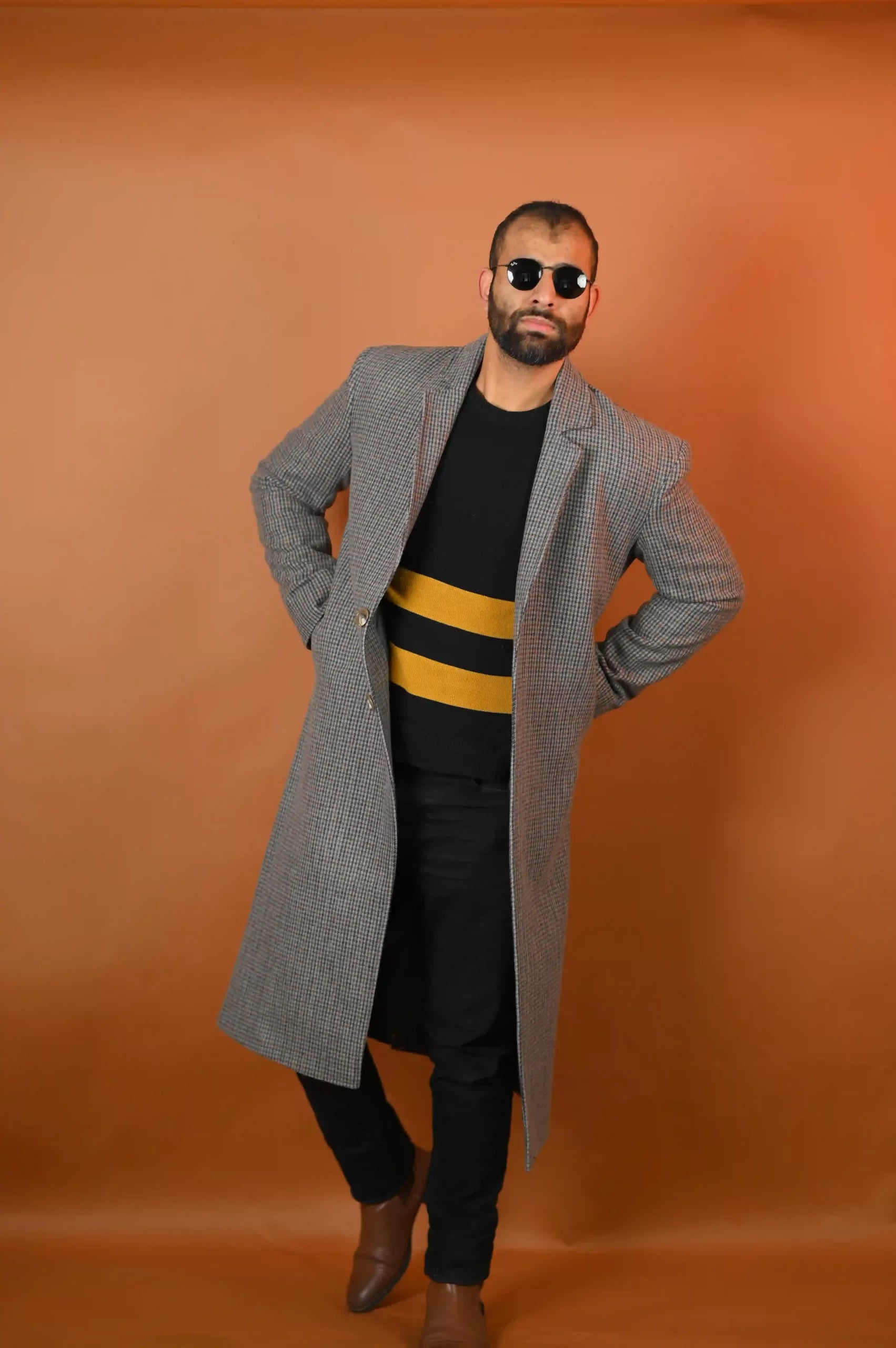 baraqah grey color overcoat for men