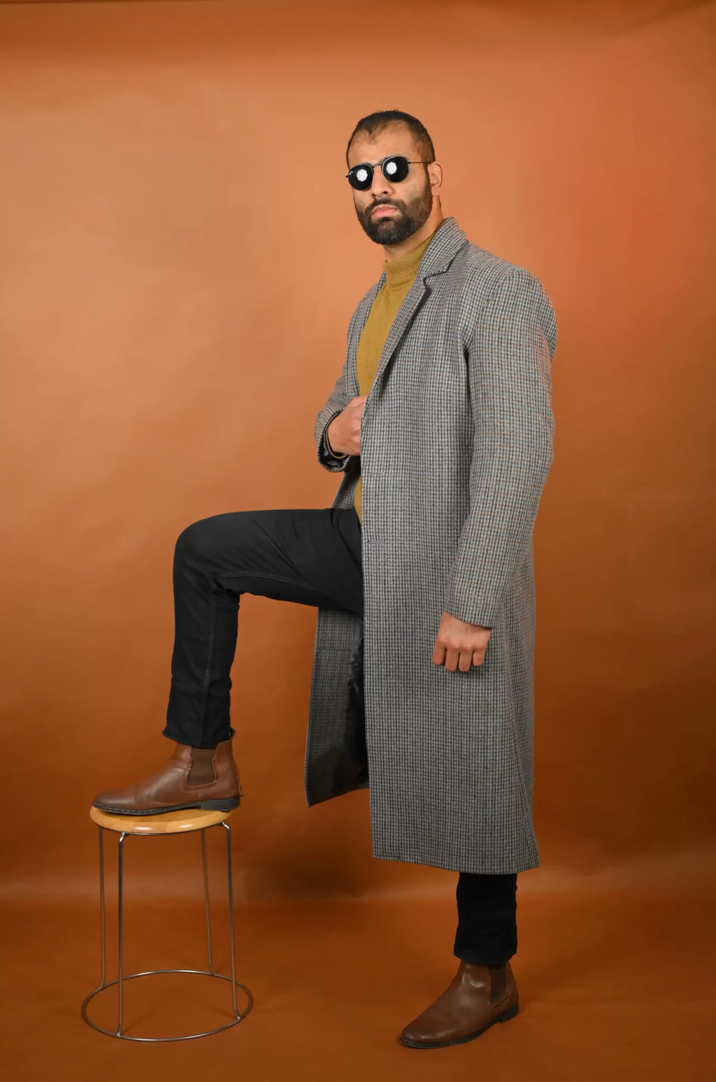 baraqah grey color overcoat for men