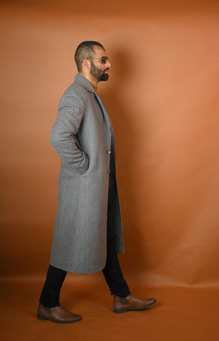 baraqah grey color overcoat for men