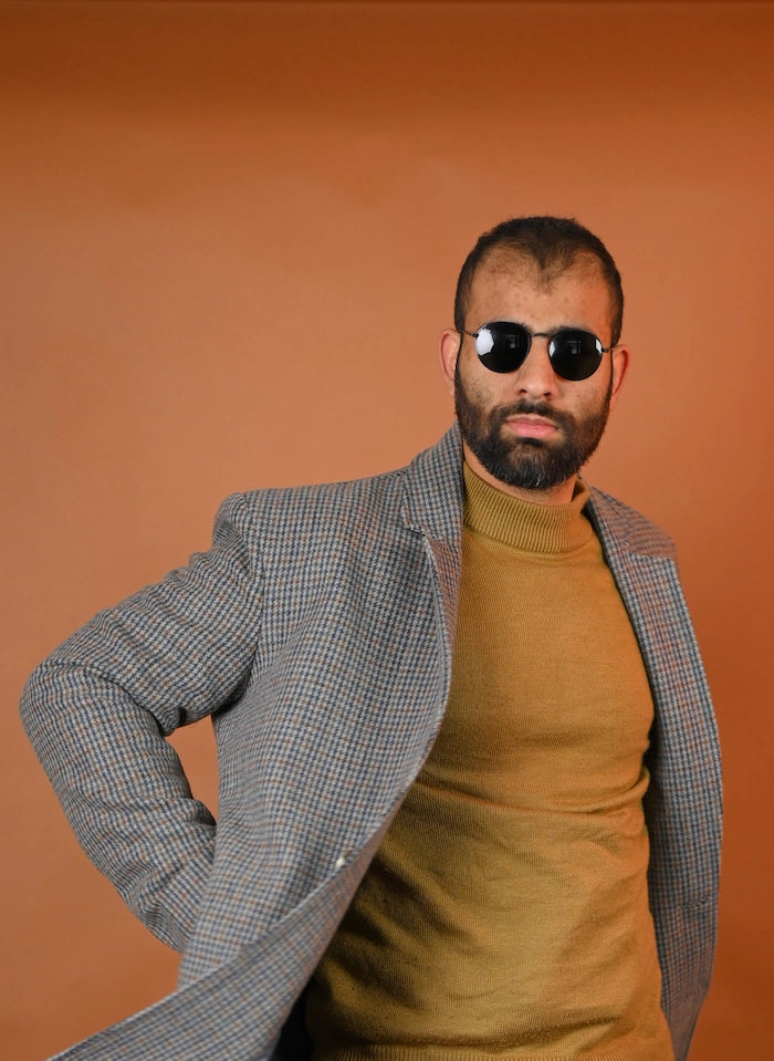 baraqah grey color overcoat for men