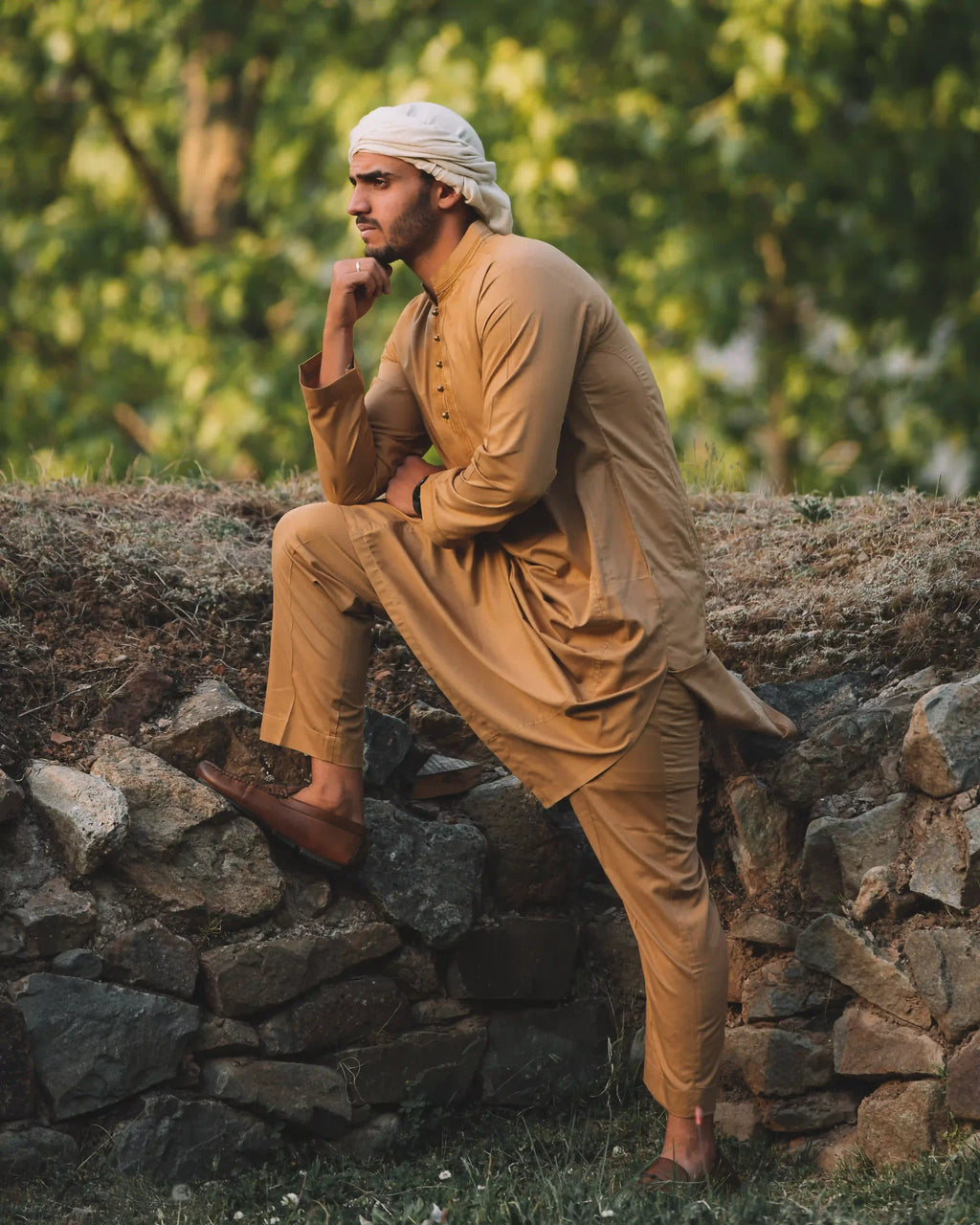 men light brown  color summer kurta pajama 