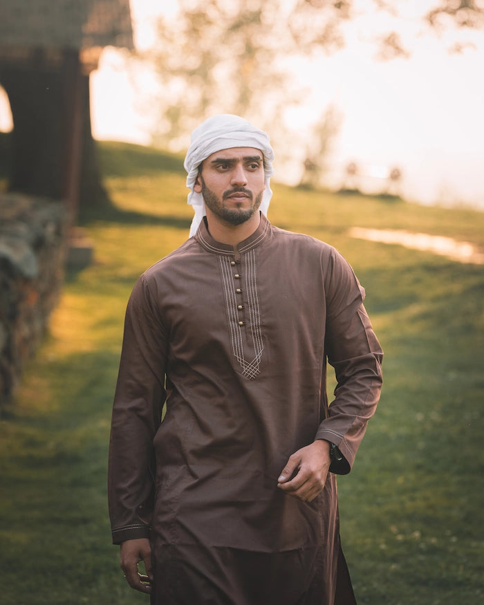 men chocolate color summer kurta pajama 