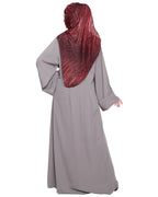 baraqah female grey color modest fashion abaya for girls