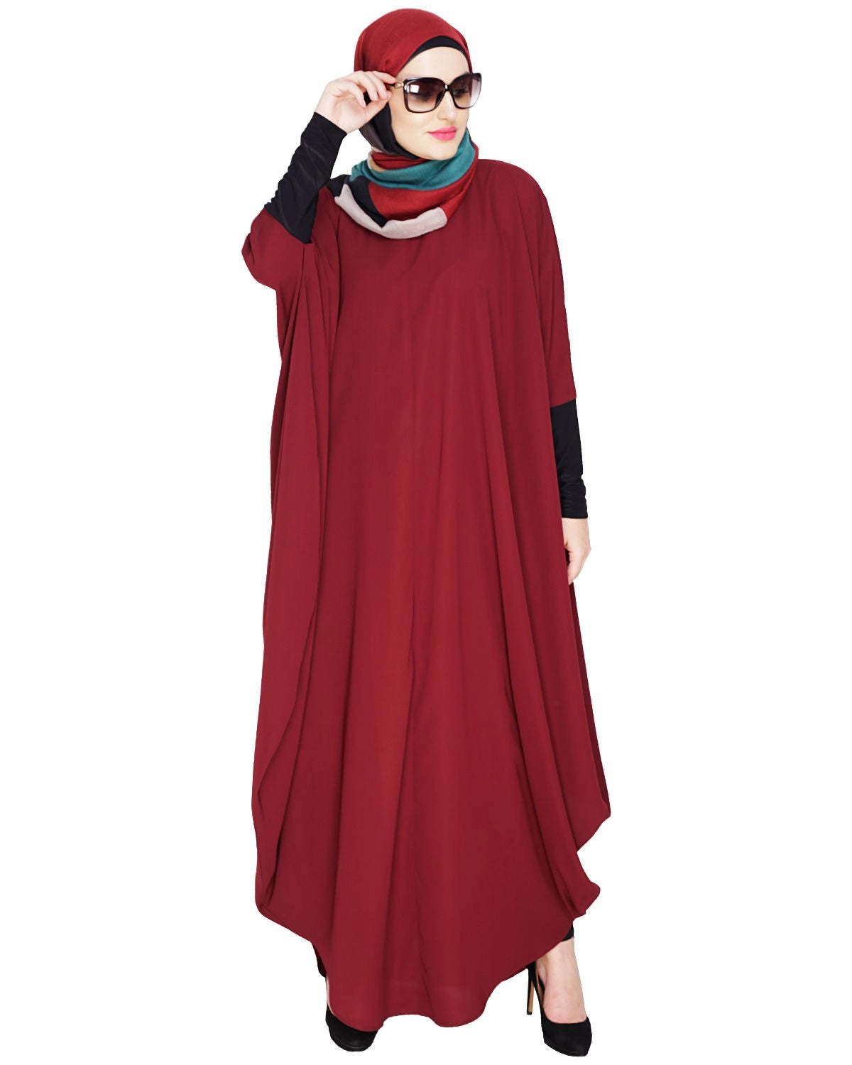 baraqah female red color modest fashion abaya 