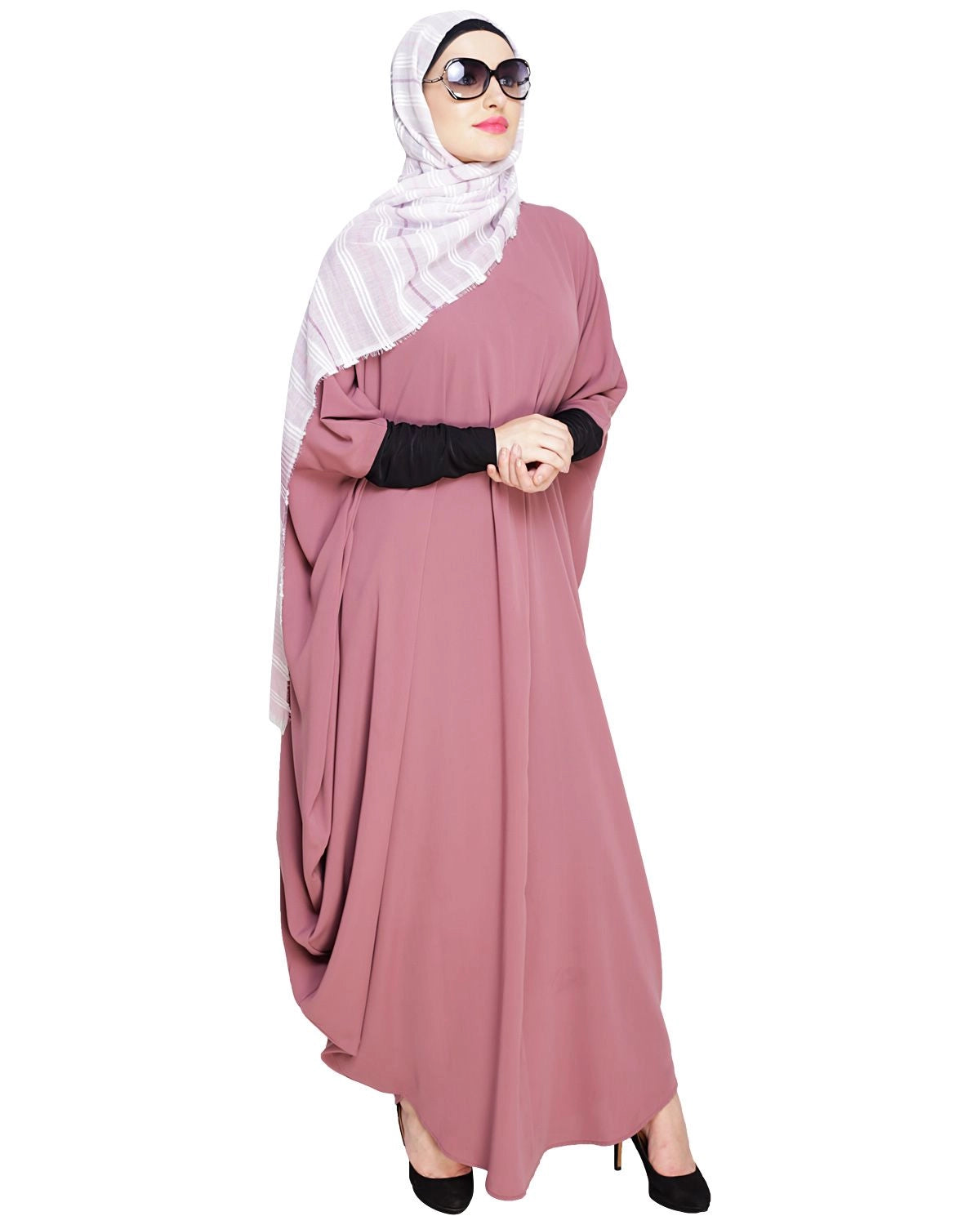 baraqah female pink color modest fashion abaya 
