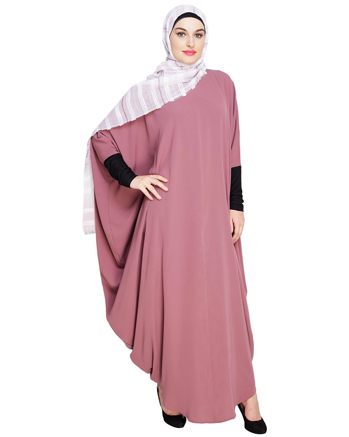 baraqah female pink color modest fashion abaya 