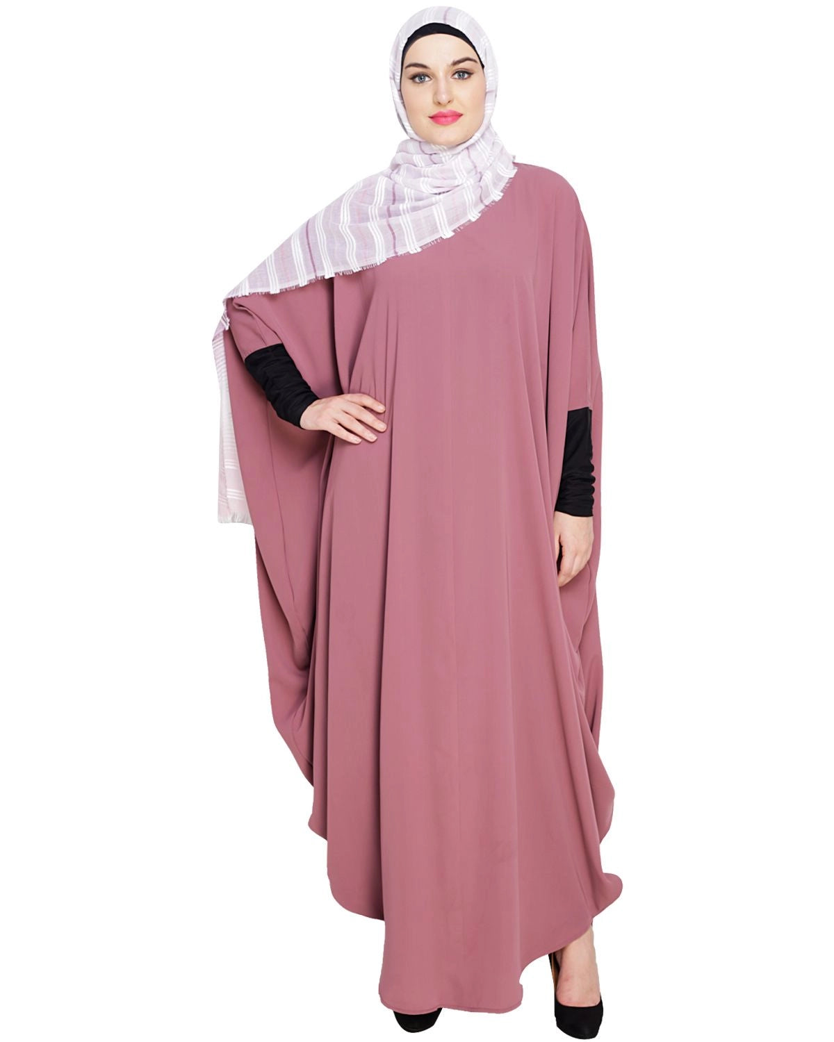 baraqah female pink color modest fashion abaya 