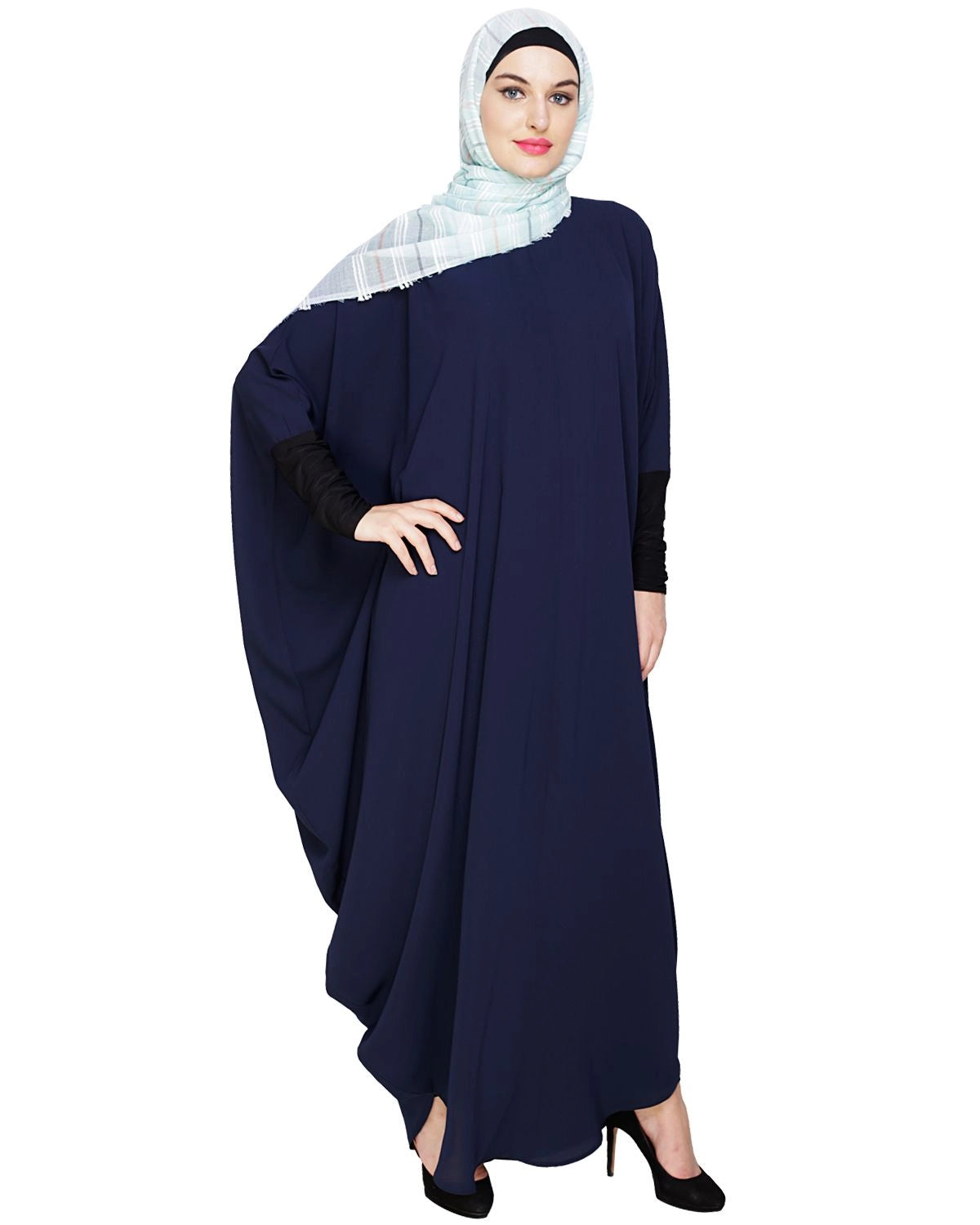 baraqah female blue color modest fashion abaya 