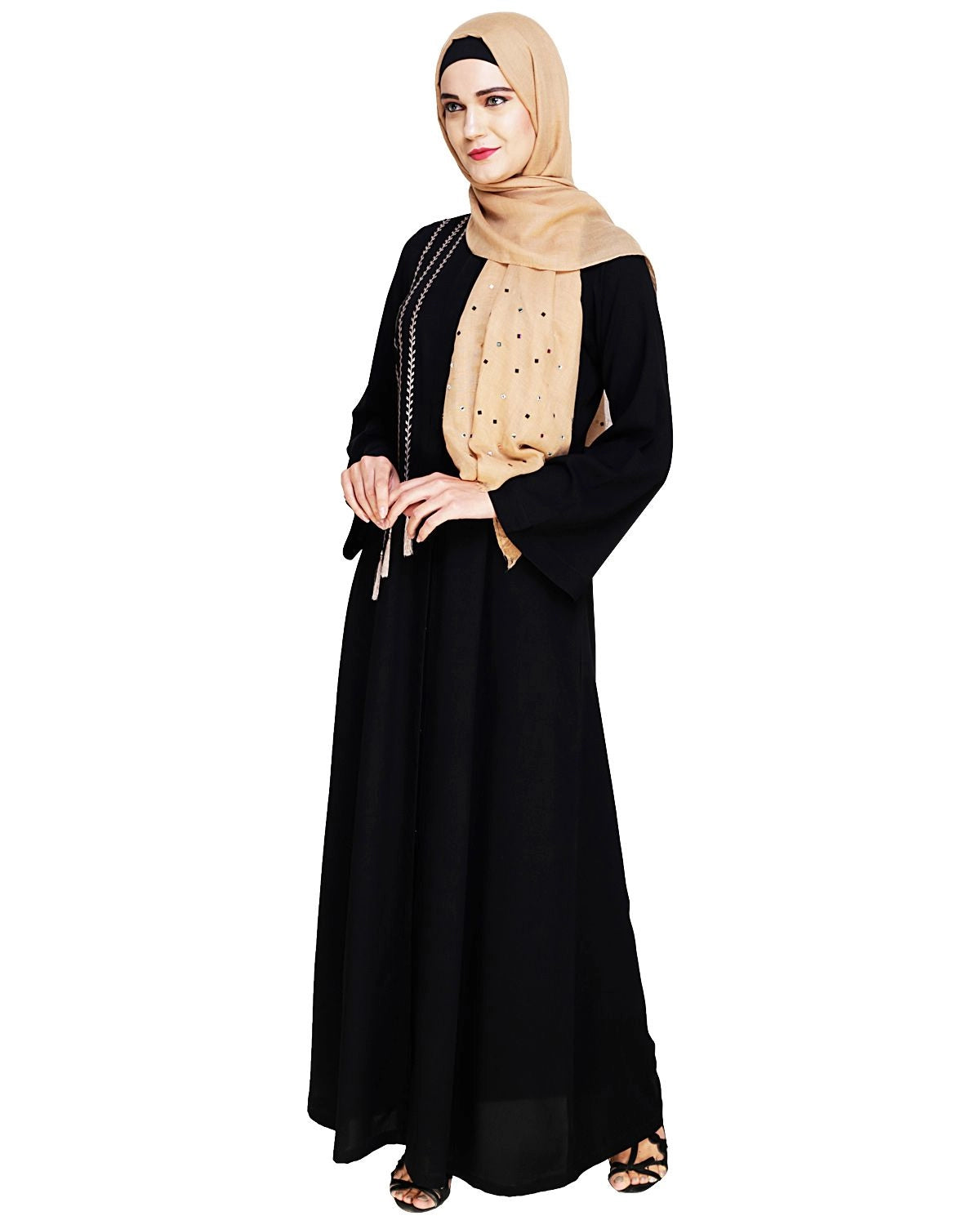 baraqah female black color modest fashion abaya dress for women 