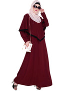 baraqah female maroon color modest fashion abaya dress for women 