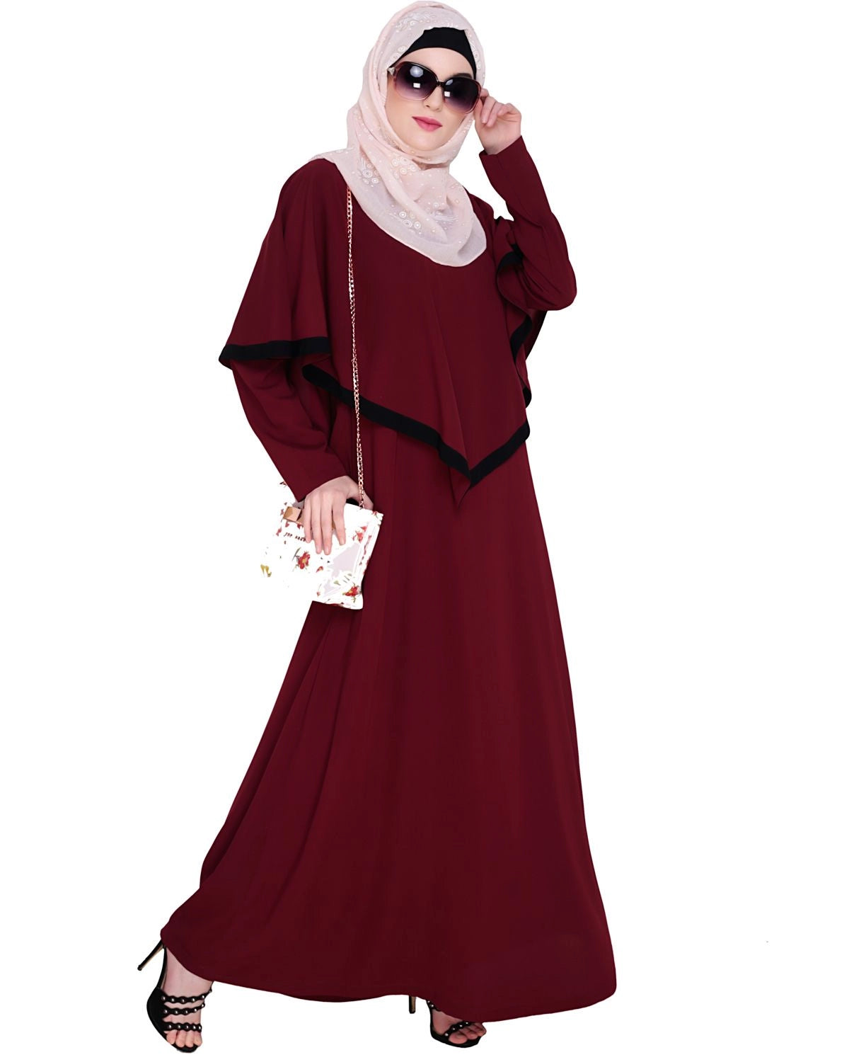Wine Fancy Cape Abaya