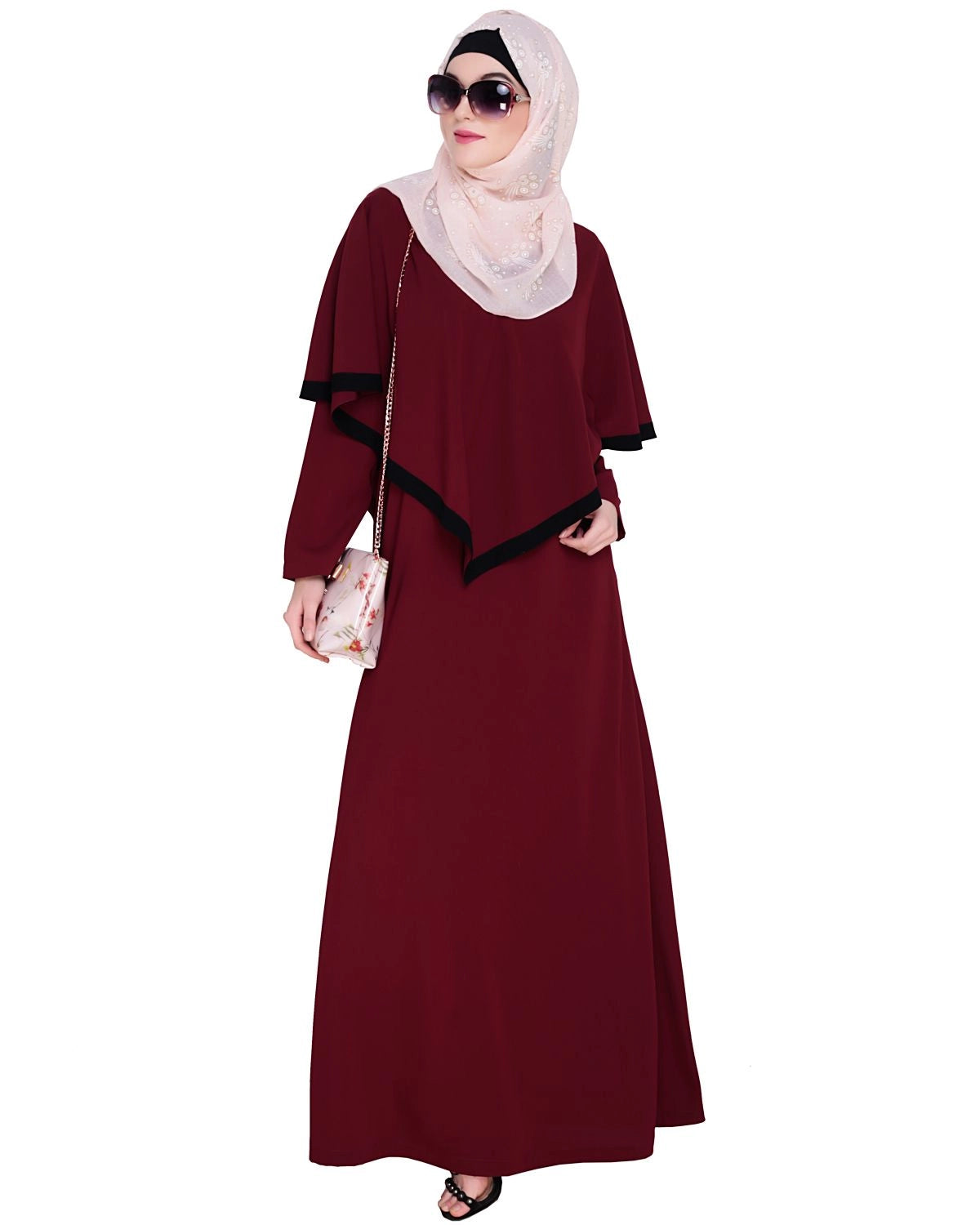 Wine Fancy Cape Abaya
