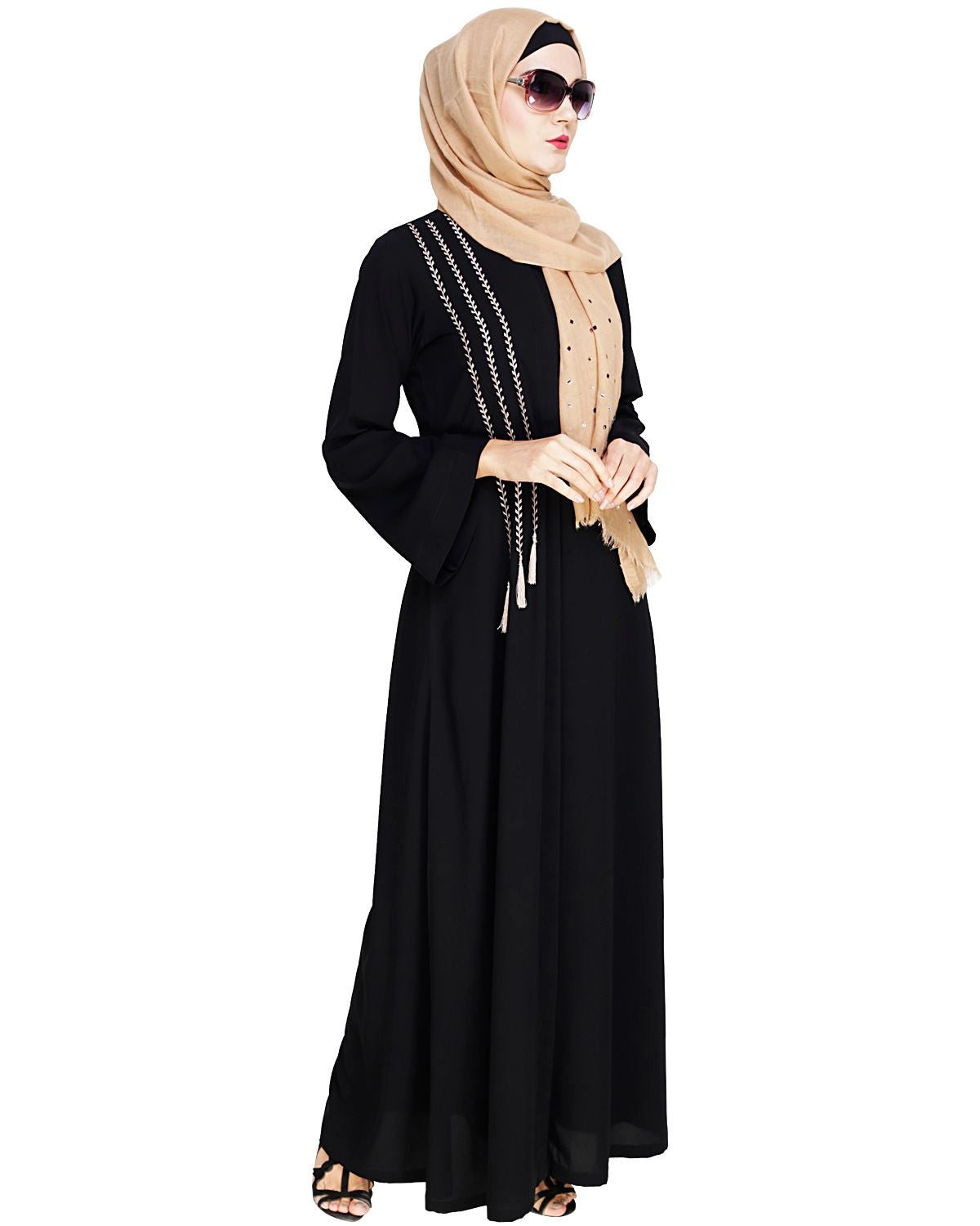 baraqah female black color modest fashion abaya dress for women 